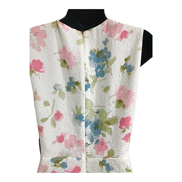 Karl Lagerfeld white jacquard print floral pink green rose fit & flare dress sz8 - Picture 9 of 14